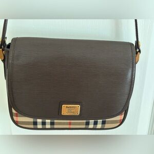 Burberry Nova Check Canvas and Brown Leather Shoulder Bag